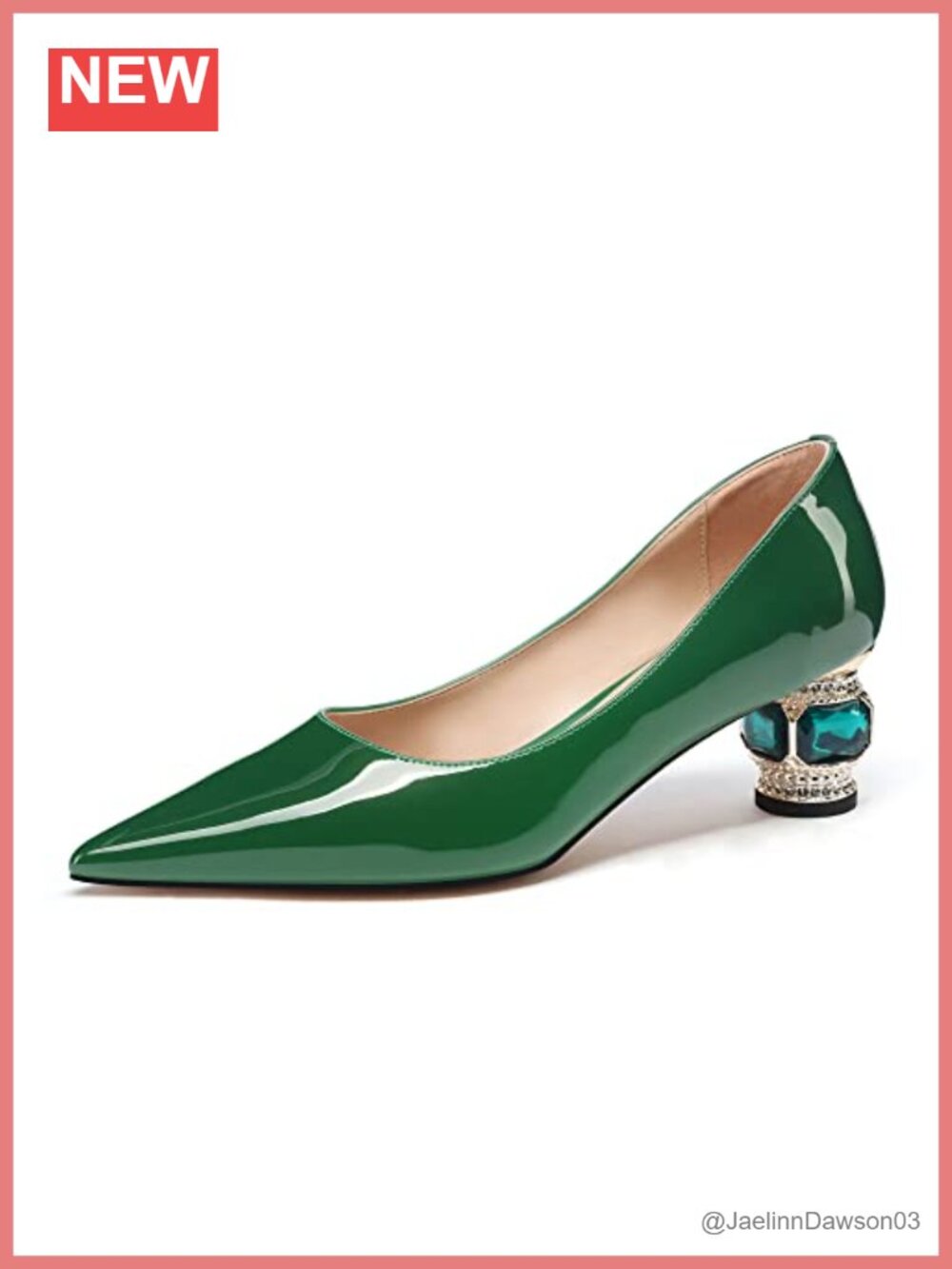 Chunky Crystal Block Heels Pointed Toe Rhinestone Patent Leather Wedding Party